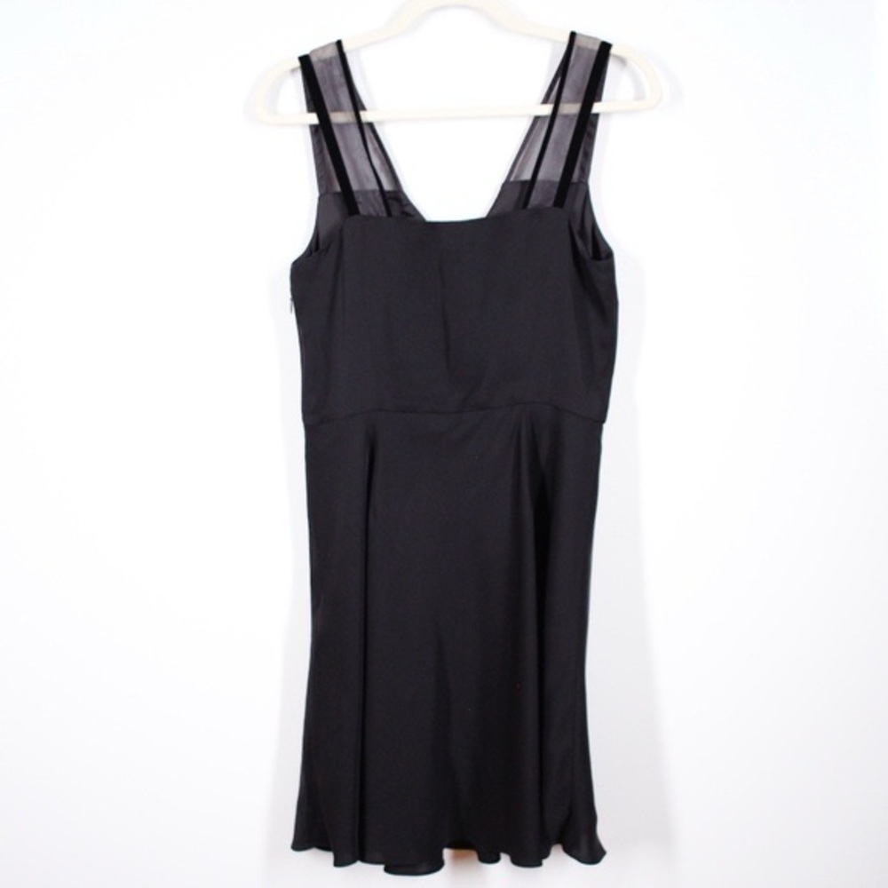 NEW Theory Black Silk Sleeveless V-Neck Mini Dress - Picture 3 of 7